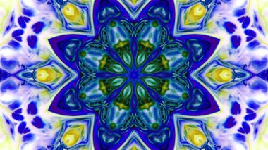 Soyut boya fırça mürekkep patlayabilir formanın düzgün kavramı simetrik desen süs dekoratif Kaleidoscope hareketi geometrik daire ve yıldız şekiller