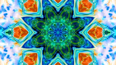 Soyut boya fırça mürekkep patlayabilir formanın düzgün kavramı simetrik desen süs dekoratif Kaleidoscope hareketi geometrik daire ve yıldız şekiller