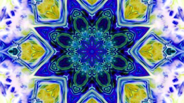 Soyut boya fırça mürekkep patlayabilir formanın düzgün kavramı simetrik desen süs dekoratif Kaleidoscope hareketi geometrik daire ve yıldız şekiller