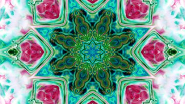 Soyut boya fırça mürekkep patlayabilir formanın düzgün kavramı simetrik desen süs dekoratif Kaleidoscope hareketi geometrik daire ve yıldız şekiller