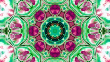 Soyut boya fırça mürekkep patlayabilir formanın düzgün kavramı simetrik desen süs dekoratif Kaleidoscope hareketi geometrik daire ve yıldız şekiller