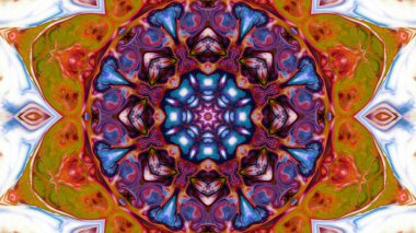 Soyut boya fırça mürekkep patlayabilir formanın düzgün kavramı simetrik desen süs dekoratif Kaleidoscope hareketi geometrik daire ve yıldız şekiller