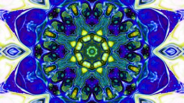 Soyut boya fırça mürekkep patlayabilir formanın düzgün kavramı simetrik desen süs dekoratif Kaleidoscope hareketi geometrik daire ve yıldız şekiller