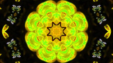 Soyut boya fırça mürekkep patlayabilir formanın düzgün kavramı simetrik desen süs dekoratif Kaleidoscope hareketi geometrik daire ve yıldız şekiller