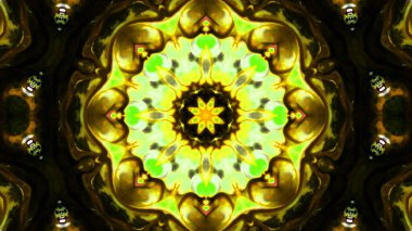 Soyut boya fırça mürekkep patlayabilir formanın düzgün kavramı simetrik desen süs dekoratif Kaleidoscope hareketi geometrik daire ve yıldız şekiller