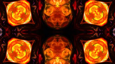 Soyut boya fırça mürekkep patlayabilir formanın düzgün kavramı simetrik desen süs dekoratif Kaleidoscope hareketi geometrik daire ve yıldız şekiller