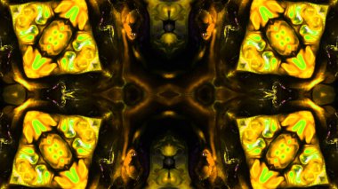 Soyut boya fırça mürekkep patlayabilir formanın düzgün kavramı simetrik desen süs dekoratif Kaleidoscope hareketi geometrik daire ve yıldız şekiller