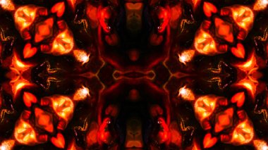 Soyut boya fırça mürekkep patlayabilir formanın düzgün kavramı simetrik desen süs dekoratif Kaleidoscope hareketi geometrik daire ve yıldız şekiller