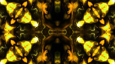 Soyut boya fırça mürekkep patlayabilir formanın düzgün kavramı simetrik desen süs dekoratif Kaleidoscope hareketi geometrik daire ve yıldız şekiller