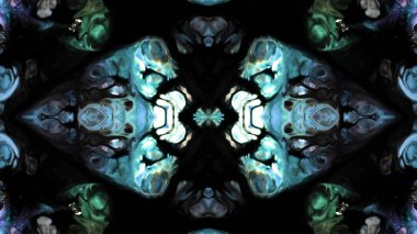 Soyut boya fırça mürekkep patlayabilir formanın düzgün kavramı simetrik desen süs dekoratif Kaleidoscope hareketi geometrik daire ve yıldız şekiller