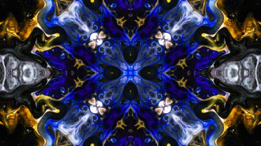 Soyut boya fırça mürekkep patlayabilir formanın düzgün kavramı simetrik desen süs dekoratif Kaleidoscope hareketi geometrik daire ve yıldız şekiller