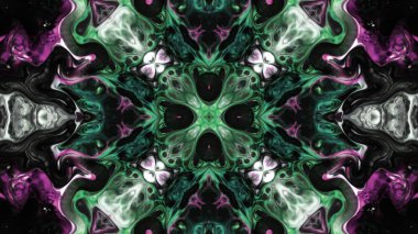 Soyut boya fırça mürekkep patlayabilir formanın düzgün kavramı simetrik desen süs dekoratif Kaleidoscope hareketi geometrik daire ve yıldız şekiller