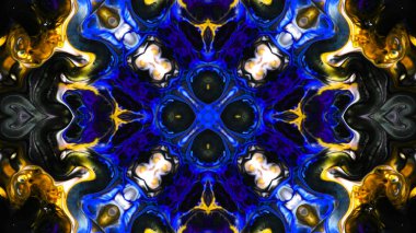 Soyut boya fırça mürekkep patlayabilir formanın düzgün kavramı simetrik desen süs dekoratif Kaleidoscope hareketi geometrik daire ve yıldız şekiller