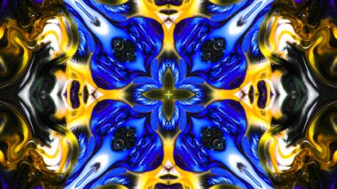 Soyut boya fırça mürekkep patlayabilir formanın düzgün kavramı simetrik desen süs dekoratif Kaleidoscope hareketi geometrik daire ve yıldız şekiller