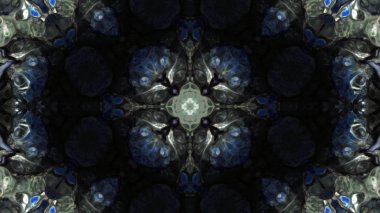 Soyut boya fırça mürekkep patlayabilir formanın düzgün kavramı simetrik desen süs dekoratif Kaleidoscope hareketi geometrik daire ve yıldız şekiller