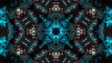 Soyut boya fırça mürekkep patlayabilir formanın düzgün kavramı simetrik desen süs dekoratif Kaleidoscope hareketi geometrik daire ve yıldız şekiller