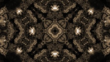 Soyut boya fırça mürekkep patlayabilir formanın düzgün kavramı simetrik desen süs dekoratif Kaleidoscope hareketi geometrik daire ve yıldız şekiller