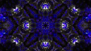 Soyut boya fırça mürekkep patlayabilir formanın düzgün kavramı simetrik desen süs dekoratif Kaleidoscope hareketi geometrik daire ve yıldız şekiller