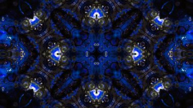 Soyut boya fırça mürekkep patlayabilir formanın düzgün kavramı simetrik desen süs dekoratif Kaleidoscope hareketi geometrik daire ve yıldız şekiller