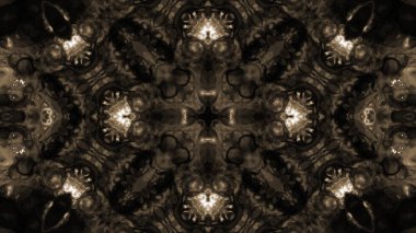 Soyut boya fırça mürekkep patlayabilir formanın düzgün kavramı simetrik desen süs dekoratif Kaleidoscope hareketi geometrik daire ve yıldız şekiller