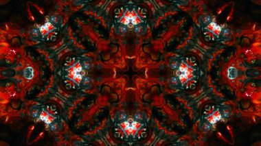 Soyut boya fırça mürekkep patlayabilir formanın düzgün kavramı simetrik desen süs dekoratif Kaleidoscope hareketi geometrik daire ve yıldız şekiller