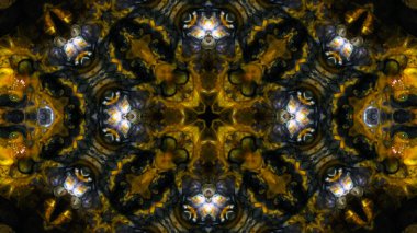 Soyut boya fırça mürekkep patlayabilir formanın düzgün kavramı simetrik desen süs dekoratif Kaleidoscope hareketi geometrik daire ve yıldız şekiller