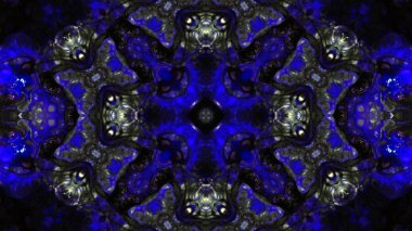 Soyut boya fırça mürekkep patlayabilir formanın düzgün kavramı simetrik desen süs dekoratif Kaleidoscope hareketi geometrik daire ve yıldız şekiller