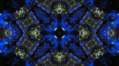 Soyut boya fırça mürekkep patlayabilir formanın düzgün kavramı simetrik desen süs dekoratif Kaleidoscope hareketi geometrik daire ve yıldız şekiller