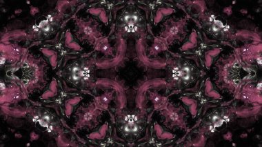 Soyut boya fırça mürekkep patlayabilir formanın düzgün kavramı simetrik desen süs dekoratif Kaleidoscope hareketi geometrik daire ve yıldız şekiller