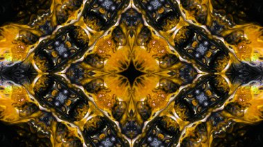 Soyut boya fırça mürekkep patlayabilir formanın düzgün kavramı simetrik desen süs dekoratif Kaleidoscope hareketi geometrik daire ve yıldız şekiller