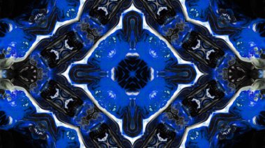 Soyut boya fırça mürekkep patlayabilir formanın düzgün kavramı simetrik desen süs dekoratif Kaleidoscope hareketi geometrik daire ve yıldız şekiller