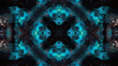 Soyut boya fırça mürekkep patlayabilir formanın düzgün kavramı simetrik desen süs dekoratif Kaleidoscope hareketi geometrik daire ve yıldız şekiller