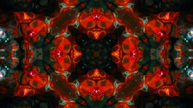 Soyut boya fırça mürekkep patlayabilir formanın düzgün kavramı simetrik desen süs dekoratif Kaleidoscope hareketi geometrik daire ve yıldız şekiller