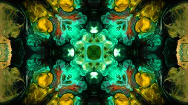 Soyut boya fırça mürekkep patlayabilir formanın düzgün kavramı simetrik desen süs dekoratif Kaleidoscope hareketi geometrik daire ve yıldız şekiller