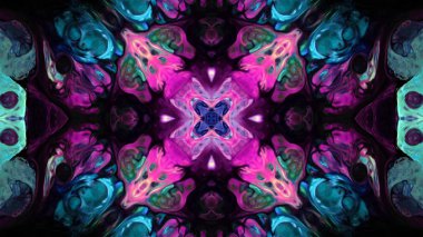 Soyut boya fırça mürekkep patlayabilir formanın düzgün kavramı simetrik desen süs dekoratif Kaleidoscope hareketi geometrik daire ve yıldız şekiller