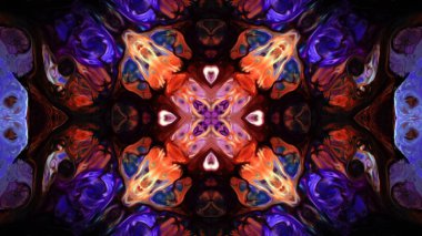 Soyut boya fırça mürekkep patlayabilir formanın düzgün kavramı simetrik desen süs dekoratif Kaleidoscope hareketi geometrik daire ve yıldız şekiller