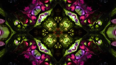 Soyut boya fırça mürekkep patlayabilir formanın düzgün kavramı simetrik desen süs dekoratif Kaleidoscope hareketi geometrik daire ve yıldız şekiller