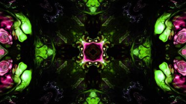 Soyut boya fırça mürekkep patlayabilir formanın düzgün kavramı simetrik desen süs dekoratif Kaleidoscope hareketi geometrik daire ve yıldız şekiller