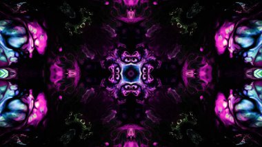 Soyut boya fırça mürekkep patlayabilir formanın düzgün kavramı simetrik desen süs dekoratif Kaleidoscope hareketi geometrik daire ve yıldız şekiller