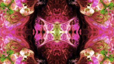 Soyut boya fırça mürekkep patlayabilir formanın düzgün kavramı simetrik desen süs dekoratif Kaleidoscope hareketi geometrik daire ve yıldız şekli