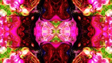 Soyut boya fırça mürekkep patlayabilir formanın düzgün kavramı simetrik desen süs dekoratif Kaleidoscope hareketi geometrik daire ve yıldız şekli