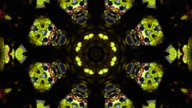 Soyut boya fırça mürekkep patlayabilir formanın düzgün kavramı simetrik desen süs dekoratif Kaleidoscope hareketi geometrik daire ve yıldız şekli