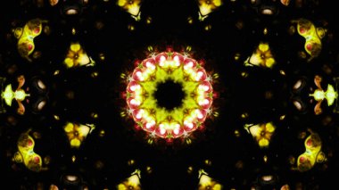 Soyut boya fırça mürekkep patlayabilir formanın düzgün kavramı simetrik desen süs dekoratif Kaleidoscope hareketi geometrik daire ve yıldız şekli