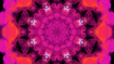 Soyut boya fırça mürekkep patlayabilir formanın düzgün kavramı simetrik desen süs dekoratif Kaleidoscope hareketi geometrik daire ve yıldız şekli