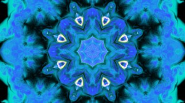 Soyut boya fırça mürekkep patlayabilir formanın düzgün kavramı simetrik desen süs dekoratif Kaleidoscope hareketi geometrik daire ve yıldız şekli