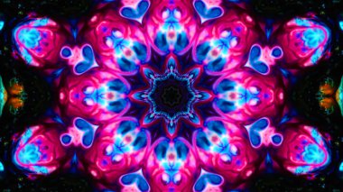 Soyut boya fırça mürekkep patlayabilir formanın düzgün kavramı simetrik desen süs dekoratif Kaleidoscope hareketi geometrik daire ve yıldız şekli