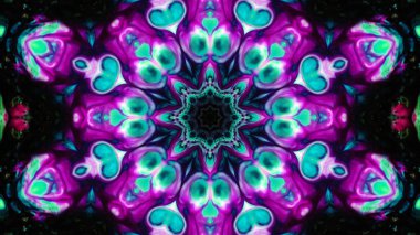 Soyut boya fırça mürekkep patlayabilir formanın düzgün kavramı simetrik desen süs dekoratif Kaleidoscope hareketi geometrik daire ve yıldız şekli