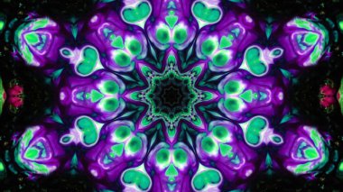 Soyut boya fırça mürekkep patlayabilir formanın düzgün kavramı simetrik desen süs dekoratif Kaleidoscope hareketi geometrik daire ve yıldız şekli