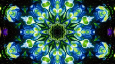 Soyut boya fırça mürekkep patlayabilir formanın düzgün kavramı simetrik desen süs dekoratif Kaleidoscope hareketi geometrik daire ve yıldız şekli