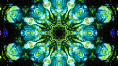 Soyut boya fırça mürekkep patlayabilir formanın düzgün kavramı simetrik desen süs dekoratif Kaleidoscope hareketi geometrik daire ve yıldız şekli